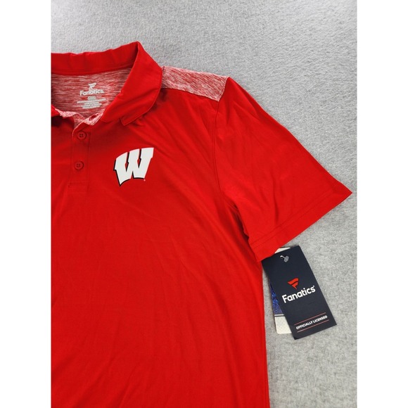 Fanatics Other - NEW Wisconsin‎ Badgers Polo Shirt Football University Logo Red Mens XL